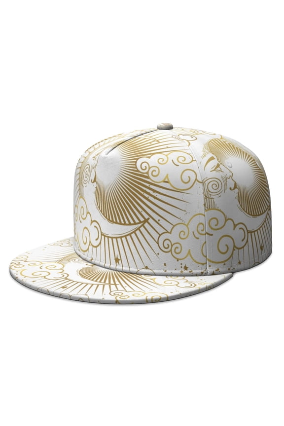 Celestial Starry Night Flat Bill Cap - Gothic Witchy Aesthetic Snapback Hat with Cosmic Print for Urban Fashion