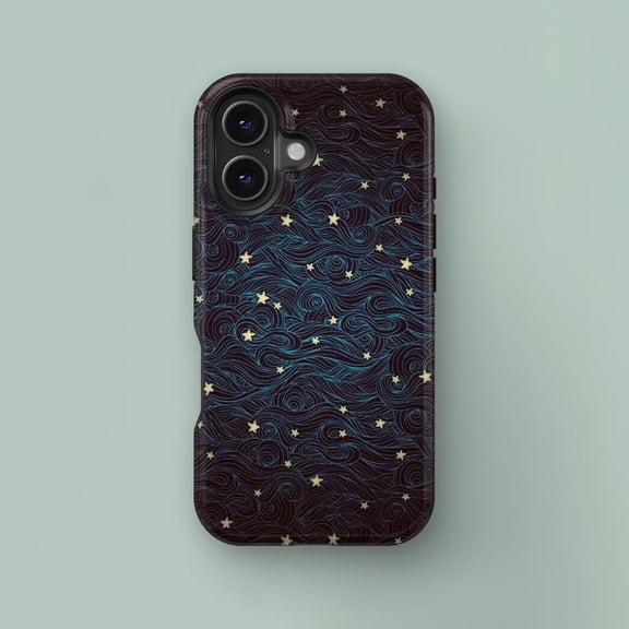 Celestial Starry Night Phone Case with iPhone 11 to 16 Pro Max, Cosmic Sky Art Design