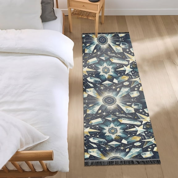 Celestial Stars Crystals Runner Area Rug 2x6 Soft Non-Slip Washable Bedside Carpet for Hallway Bedroom Living Room Home Decor