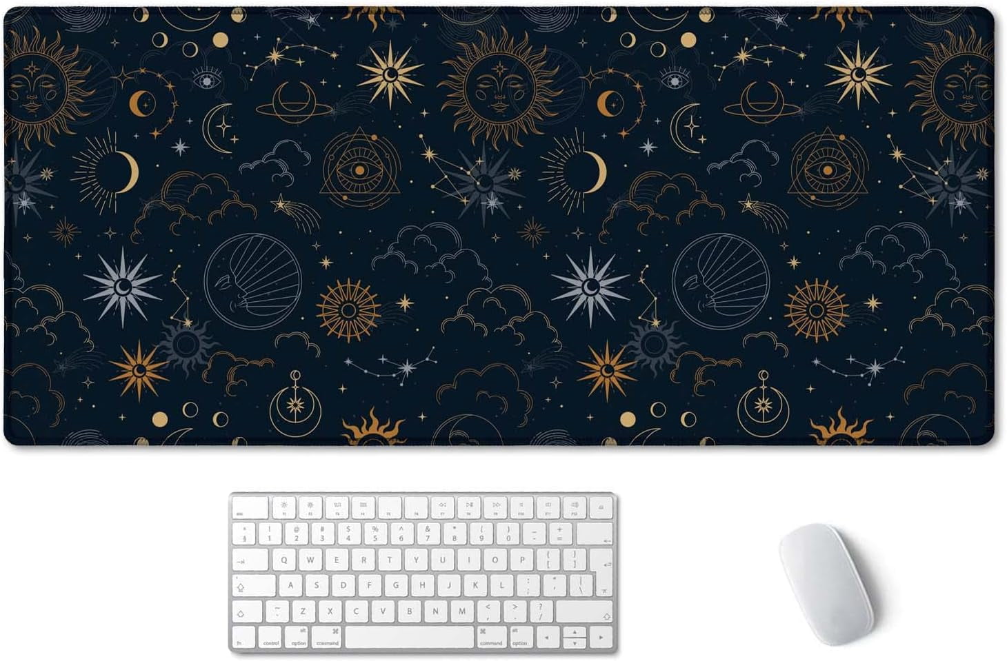 Celestial Stars and Magic Eyes Desk Mat, Extra Large Desk Mat, Large Gaming Mouse Pad, Extended Mouse Pad, Gaming Keyboard Mat, Full Desk XXL Extended Gaming Mouse Pad 35.4" x 15.7"
