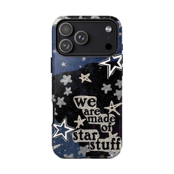 Celestial Stars & Quote Phone Case, Galaxy Collage Protective Cover for iPhone 17 16 15 14 13 12 11 Plus Pro Max Mini