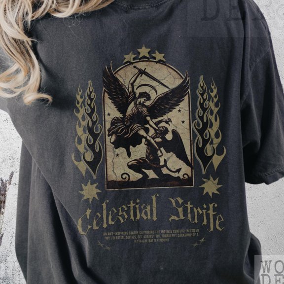 Celestial Strife Warrior Grunge TShirt Metalcore Alt Fashion