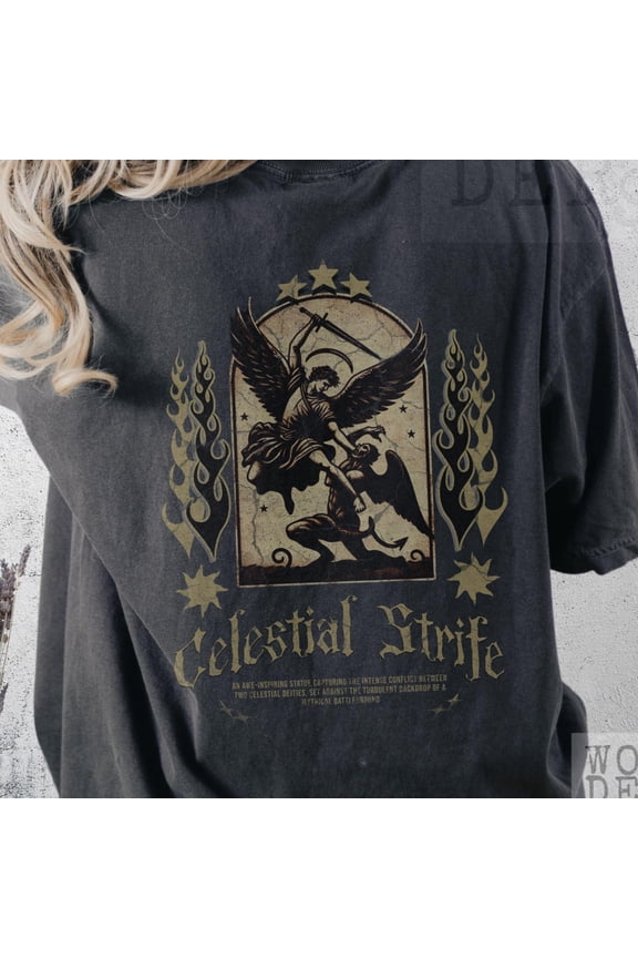 Celestial Strife Warrior Grunge TShirt Metalcore Alt Fashion