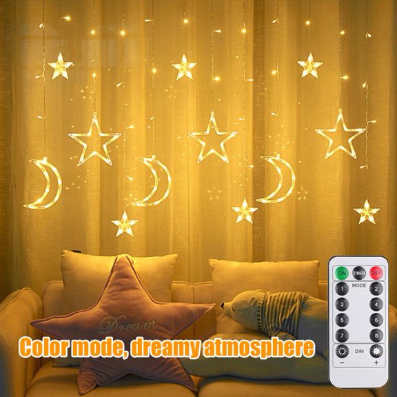 Celestial String Lights, 12 Cascading Drops Spanning 137.8 Inches, Easy Battery Setup for Outlet-Free Decor, Transform Your Window or Wall into a Starry Night Sky(B,3.5M 120LED)