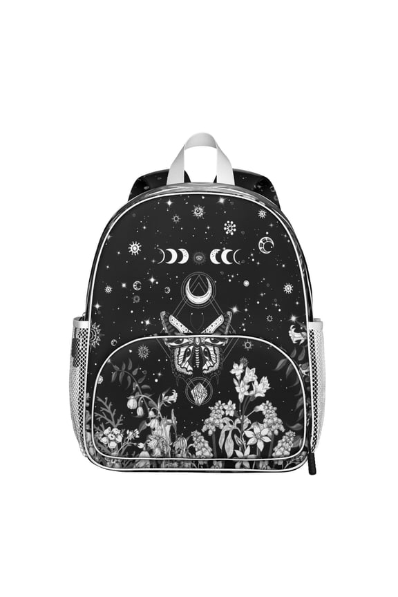 Celestial Student Backpack – Gothic Moon Starry Night Steampunk Dark Cosmic Eclipse Lunar Astral Solar Aesthetic Print