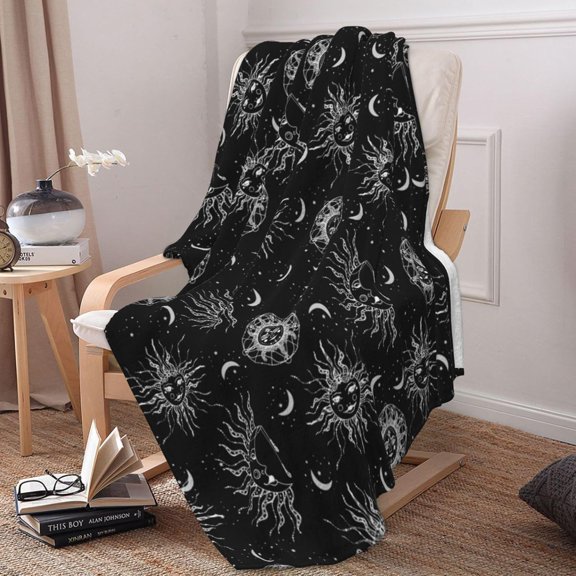 Celestial Sun And Moon Throw Blanket For Bed And Couch