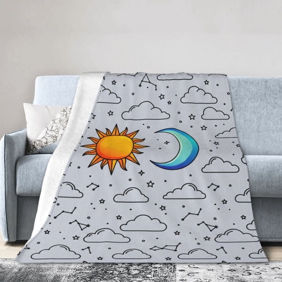 Celestial Sun And Moon Throw Blanket, Gift for Mom Dad Husband Wife Friends, Soft Cozy Blanket for Home Decor 50x40