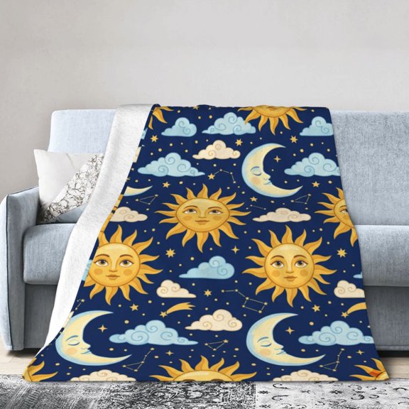 Celestial Sun And Moon Throw Blanket, Gift for Mom Dad Husband Wife Friends, Soft Cozy Blanket for Home Decor 50x40