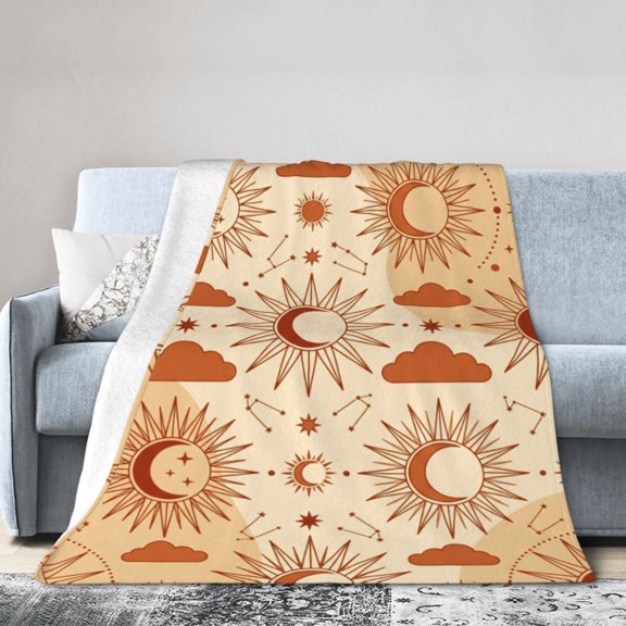 Celestial Sun And Moon Throw Blanket, Gift for Mom Dad Husband Wife Friends, Soft Cozy Blanket for Home Decor 50x40