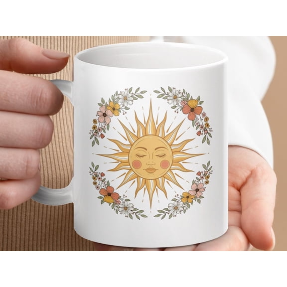 Celestial Sun Coffee Mug Floral B1Oho DE1cor, Astrology Gift