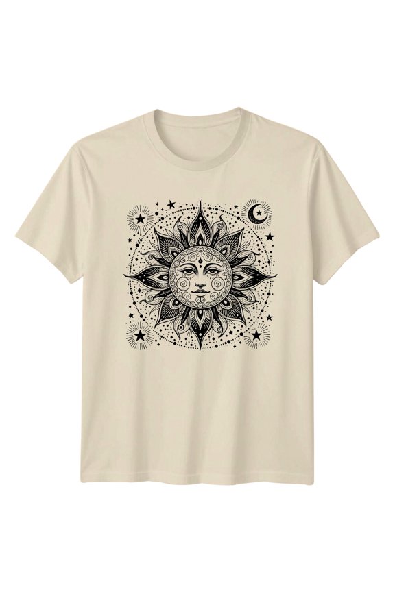 Celestial Sun Face T-Shirt, Magic Astrology Mystic Tee All Size S-5XL