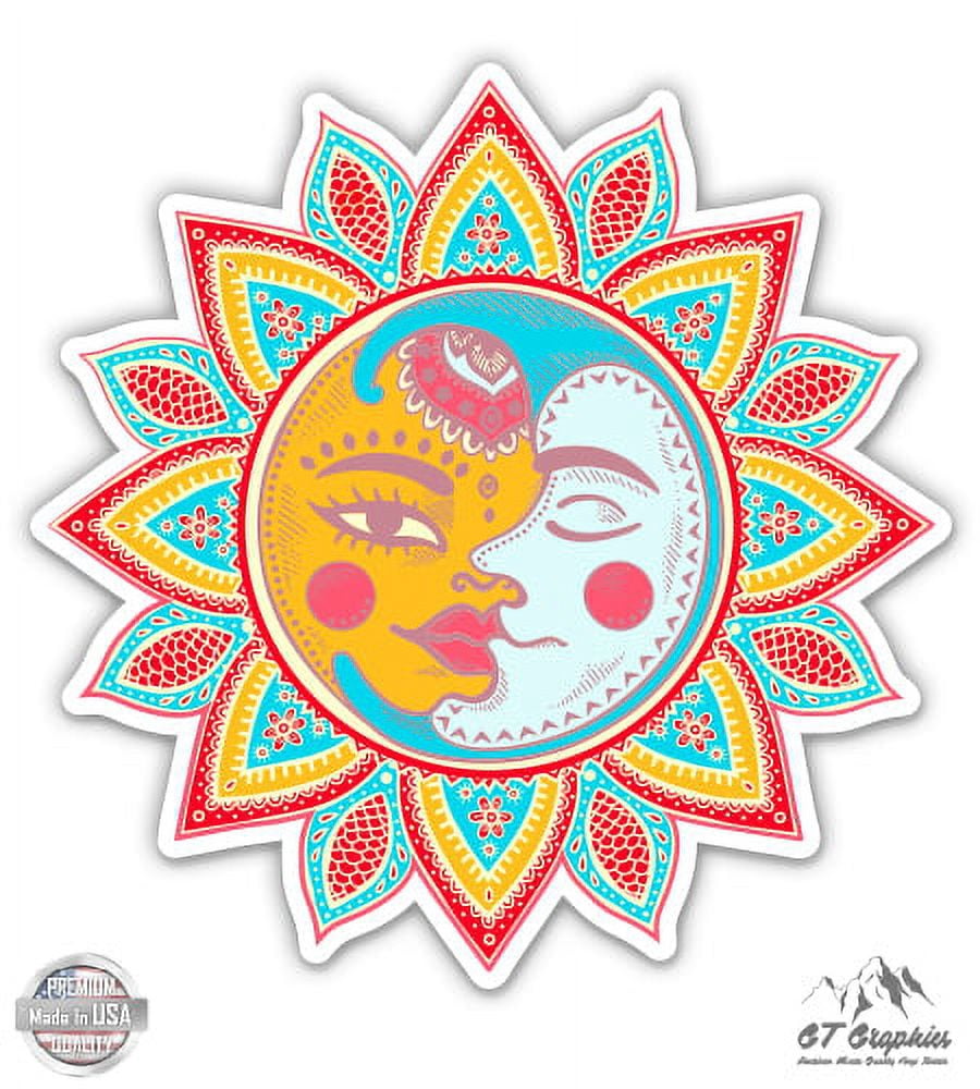 Celestial Sun Moon - 3" Vinyl Sticker - For Car Laptop I-Pad Phone ...