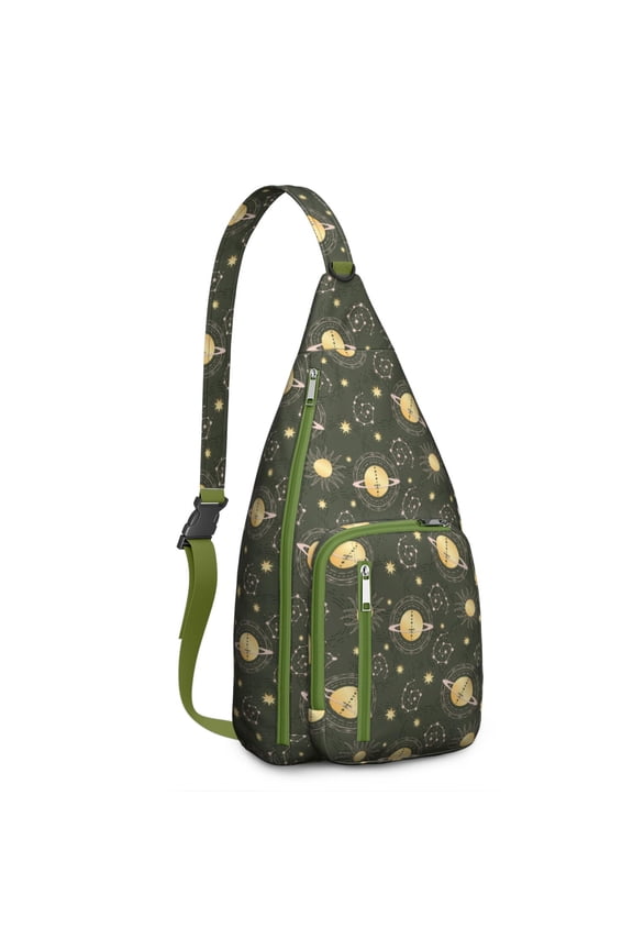 Celestial Sun and Moon Drawstring Backpack – Vintage Boho Astrology & Starry Night Print – Mystical Moon Phase & Cosmic Aesthetic Bag for Hiking, Festivals, and Spiritual Travel