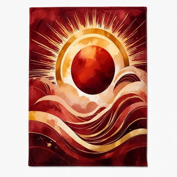 Celestial Sun Moon Fleece Blanket, Soft Polyester Throw Blanket