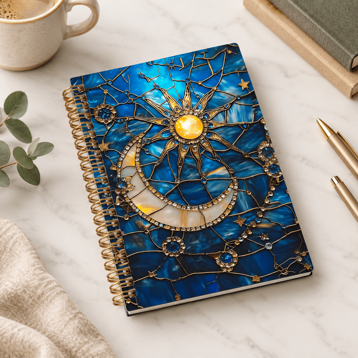 Jorunal Notebook Celestial Sun Moon Stars Spiral A4 Journal Notebook, 8.3x11.7 Inch ...