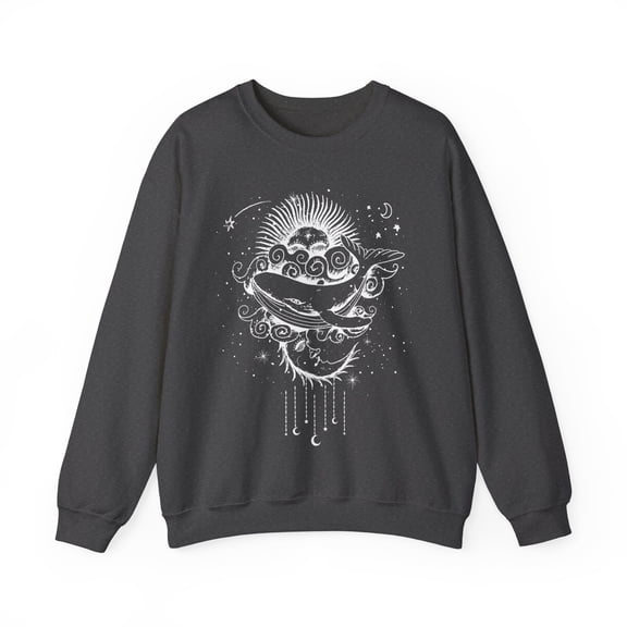 Celestial Sun Moon Stars Whale Sweatshirt Clouds Shoot Star Shirt for Her