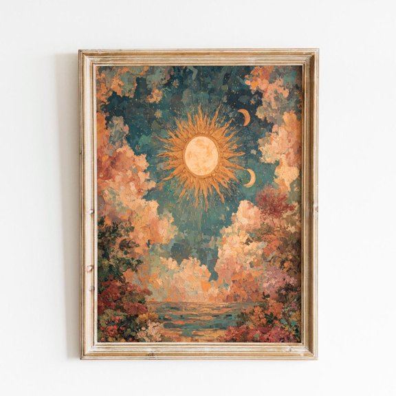 Celestial Sun Moon Whimsical Sky Boho Cosmic Dreamy Poster