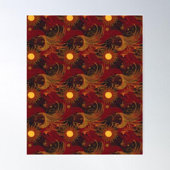 Celestial Sun Poster Wall Art, Modern Wall Decor For Living Room Bedroom, 12x18 UNFRAMED