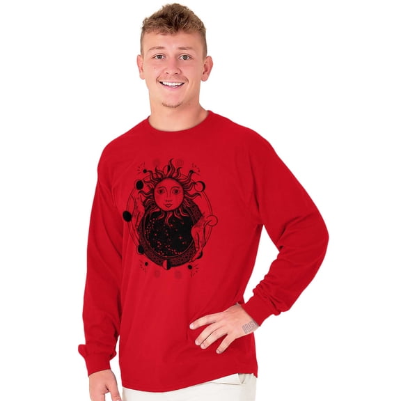Celestial Sun Space Hands Spiritual Long Sleeve TShirt Men Women Brisco Brands S