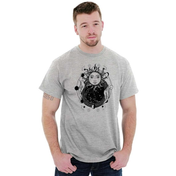 Celestial Sun Space Hands Spiritual Men's Graphic T Shirt Tees Brisco Brands S