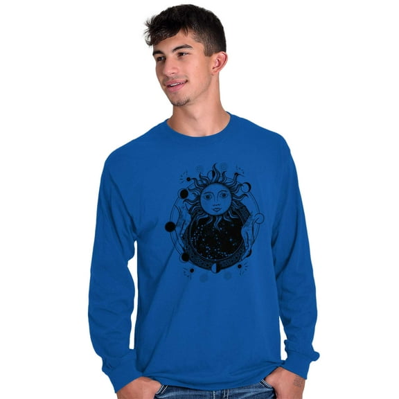 Celestial Sun Space Hands Spiritual Plus Size Long Sleeve Graphic Tee Shirt Brisco Brands 2X