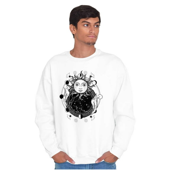 Celestial Sun Space Hands Spiritual Unisex Plus Fleece Graphic Sweatshirt Brisco Brands 3X