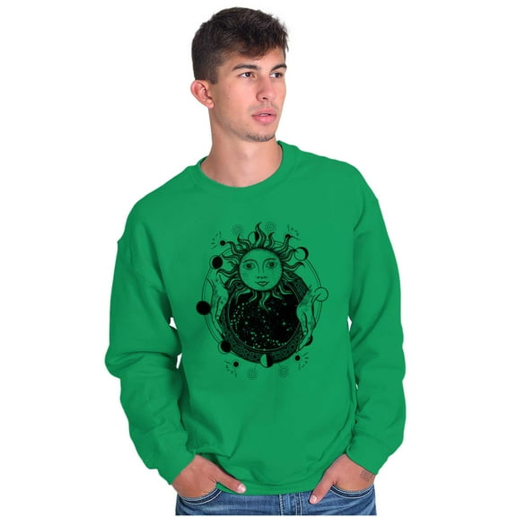 Celestial Sun Space Hands Spiritual Unisex Plus Fleece Graphic Sweatshirt Brisco Brands 2X