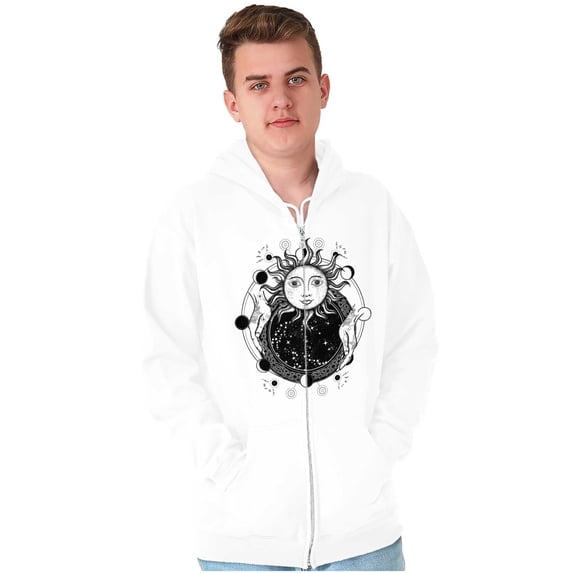 Celestial Sun Space Hands Spiritual Zip Up Hoodie Men's Women's Brisco Brands M