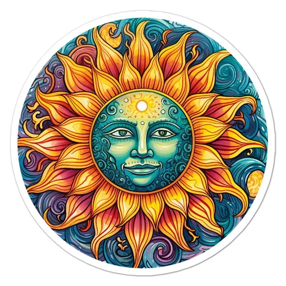 Celestial Sun Sticker Indoor Outdoor Phone Decal Water Bottle Stickers ...