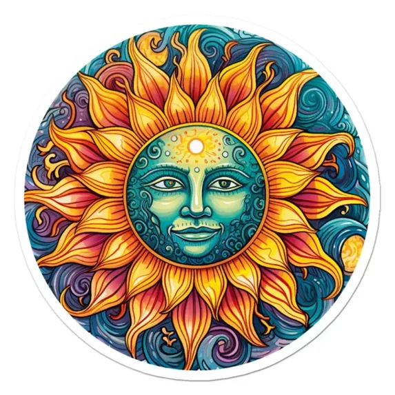 Celestial Sun Sticker Phone Decal Water Bottle Stickers Car Decals ...
