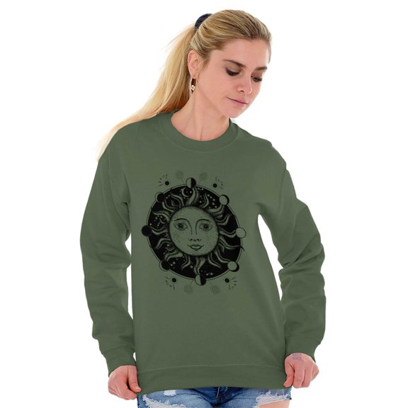 Celestial Sun Symbolic Spirit Animal Women Plus Size Crewneck Sweatshirt Brisco Brands 3X