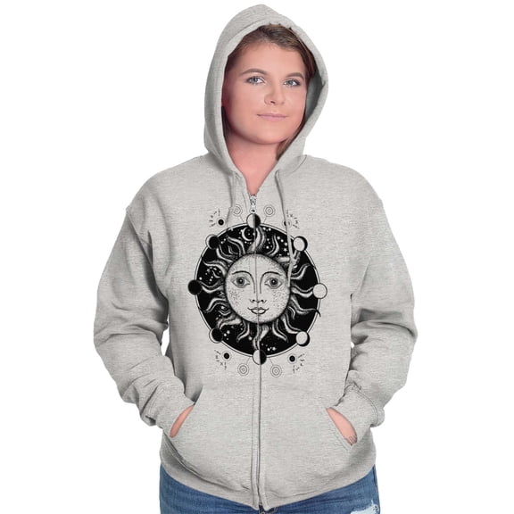 Celestial Sun Symbolic Spirit Animal Womens Plus Size Graphic Zipper Hoodie Brisco Brands 5X