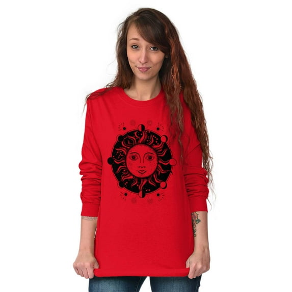 Celestial Sun Symbolic Spirit Animal Women's Long Sleeve T Shirt Brisco Brands M