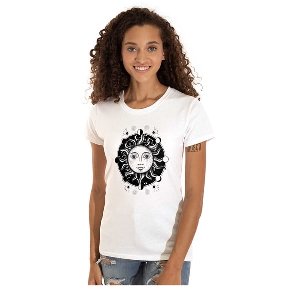Celestial Sun Symbolic Spirit Animal Womens Slim Fit Graphic Tee Brisco Brands L