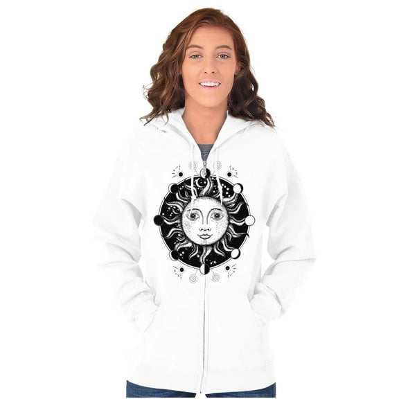 Celestial Sun Symbolic Spirit Animal Zip Hoodie Sweatshirt Women Brisco Brands M