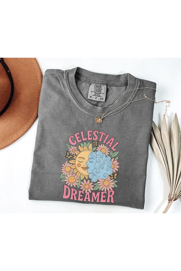 Celestial Sun and Moon Dreamer Shirt, Dreamer Butterfly T-Shirt, Mystical Celestial Dreamer Tshirt, Comfort Colors Unisex Cotton T-Shirt, Size S-3XL
