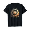 thumbnail image 1 of Celestial Sun and Moon Flowers T-Shirt for Men Women Cotton 100% Summer Casual Floral Short Sleeves, 1 of 2