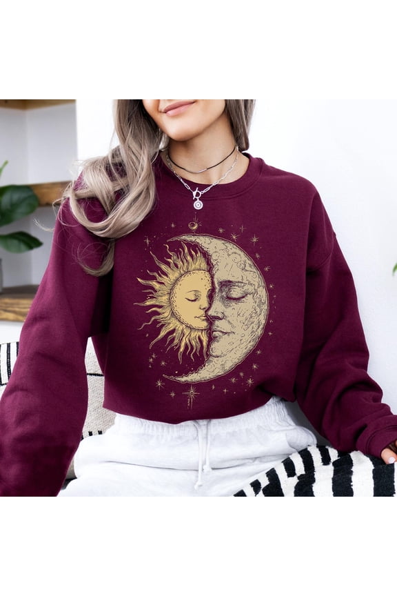 Celestial Sun and Moon Tee, Mystical Bohemian Shirt Tshirt All Size S-5XL