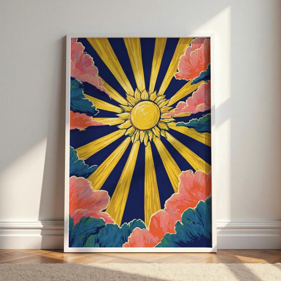 Celestial Sunburst Bold Retro Sky Poster Unframed Paper Print
