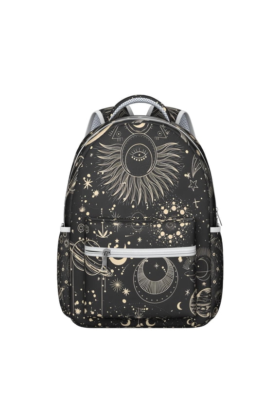 Celestial Sunburst Student Backpack Durable Waterproof School Bag with Cosmic Star Map Design, Breathable Foam Padding, Adjustable Straps for Daily Use and Outdoor Activities