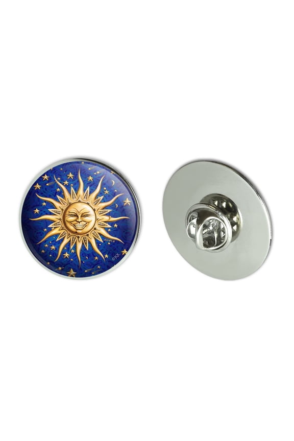Celestial Suns Moon Shooting Stars Metal 1.1" Tie Tack Hat Lapel Pin Pinback
