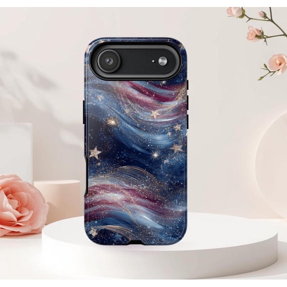Celestial Swirls Glitter Star Case iPhone 17 through 11 Pro Max