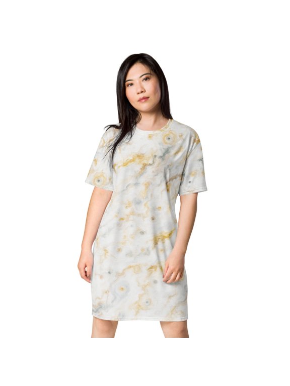 Celestial T-Shirt Dress | Jupiter Moon Io Inspired All-Over Print Dress | Cosmic Streetwear Fashion (6XL)