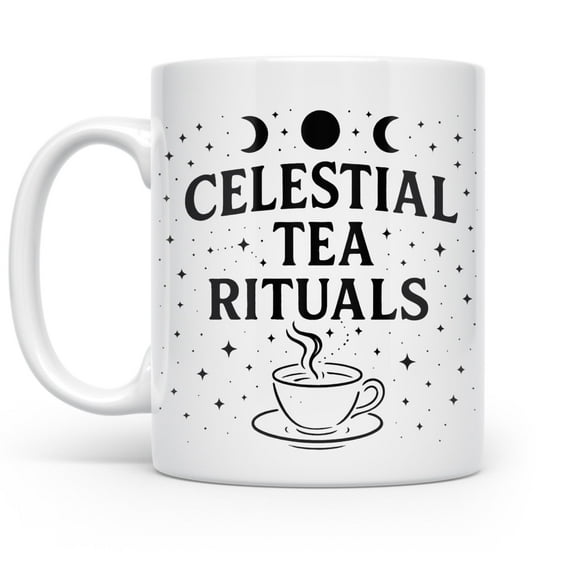 Celestial Tea Rituals 11 oz Coffee Mug - For Spiritual Tea Lovers White Ceramic Gift