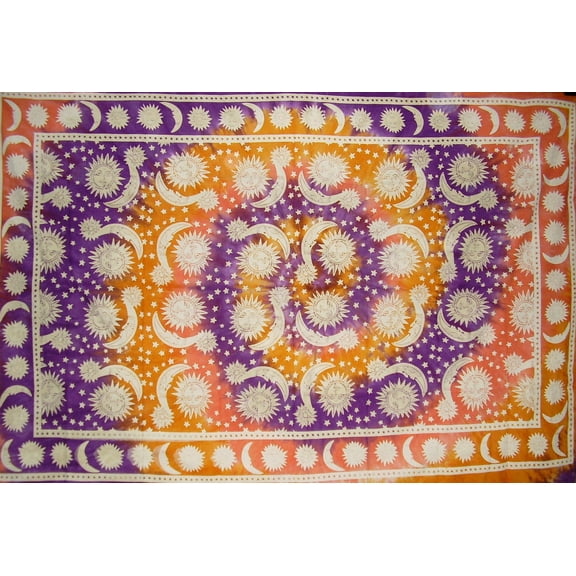 Celestial Tie Dye Tapestry Cotton Wall Hanging 90" x 60"  Multi Color