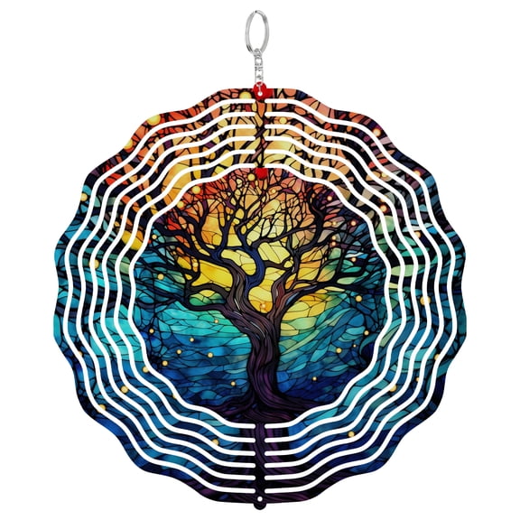 Celestial Tree Of Life 3D Wind Spinner Kinetic Hanging Garden Decor Stainless Steel