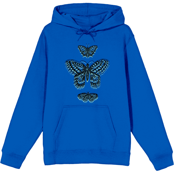 Celestial Tropics Butterflies Adult Blue Long Sleeve Hoodie-XL
