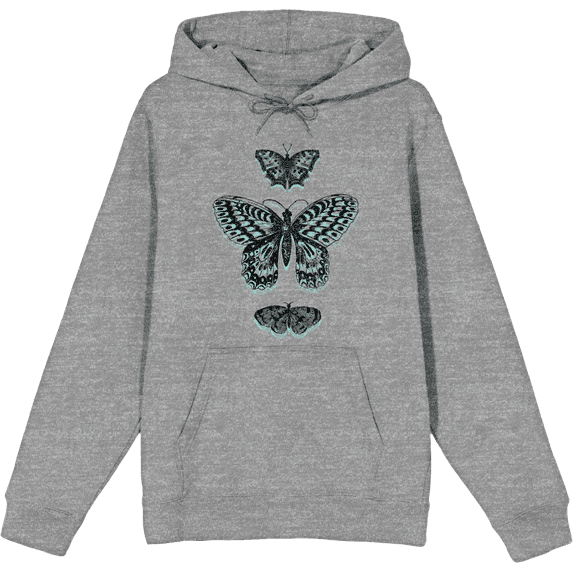 Celestial Tropics Butterflies Adult Heather Gray Long Sleeve Hoodie-Medium