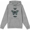 thumbnail image 1 of Celestial Tropics Butterflies Adult Heather Gray Long Sleeve Hoodie-Medium, 1 of 3