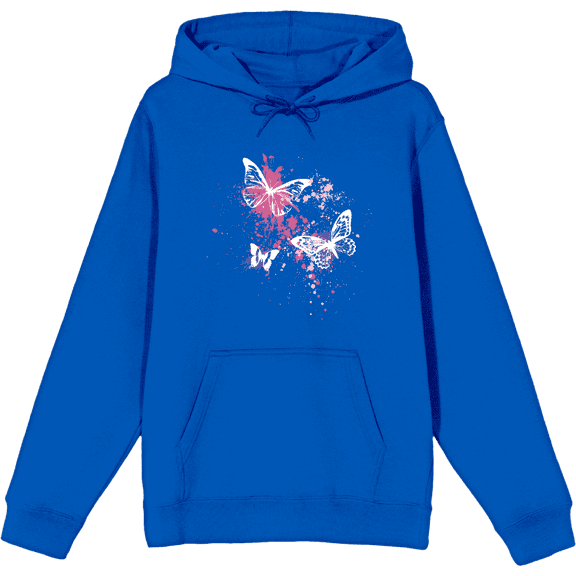 Celestial Tropics Butterfly Adult Blue Long Sleeve Hoodie-Large